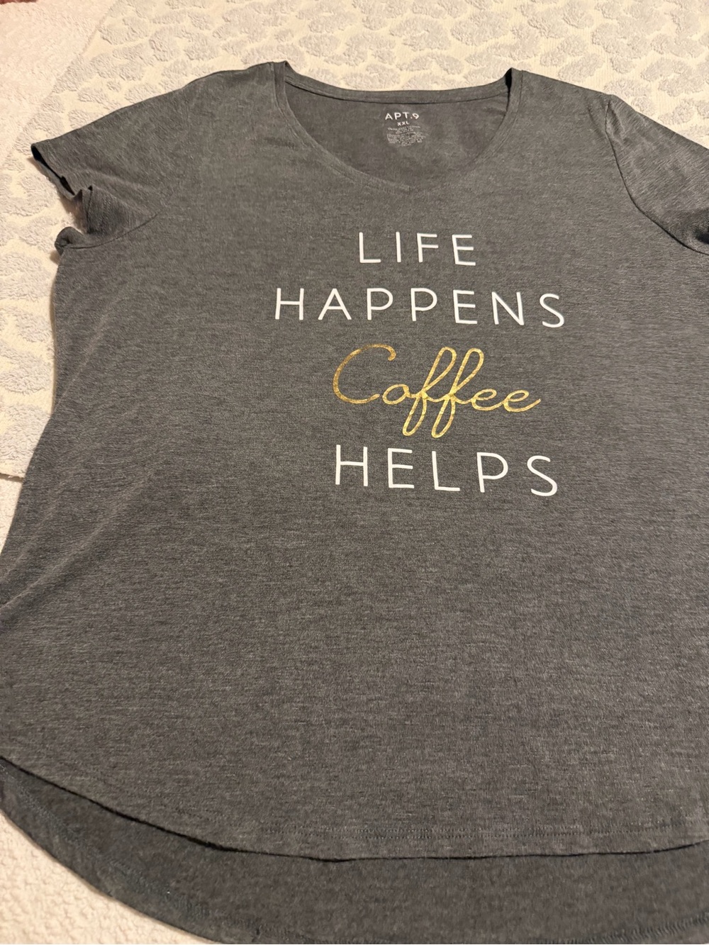 Apt. 9 Gray Scoop Neck 'Life Happens Coffee Helps' Graphic Tee